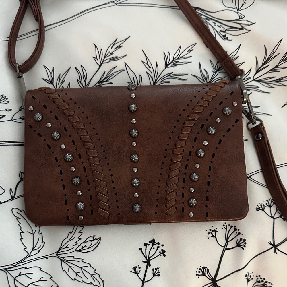 Brown Studded Women's Crossbody Bag